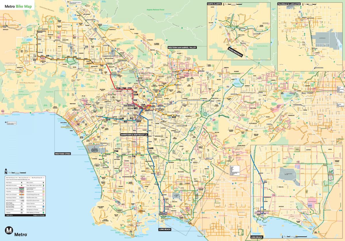 Mapa da ciclovia de Los Angeles