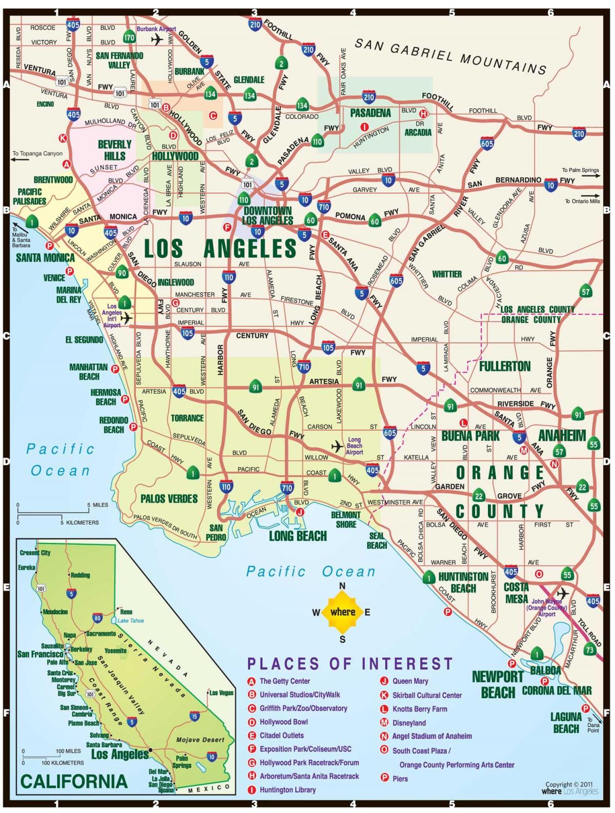 Mapa da cidade de Los Angeles