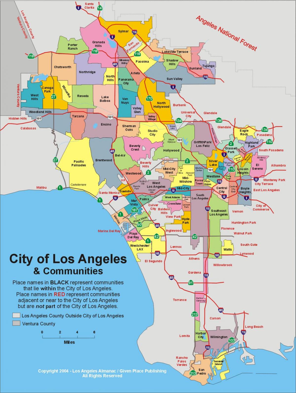 Mapa dos bairros de Los Angeles