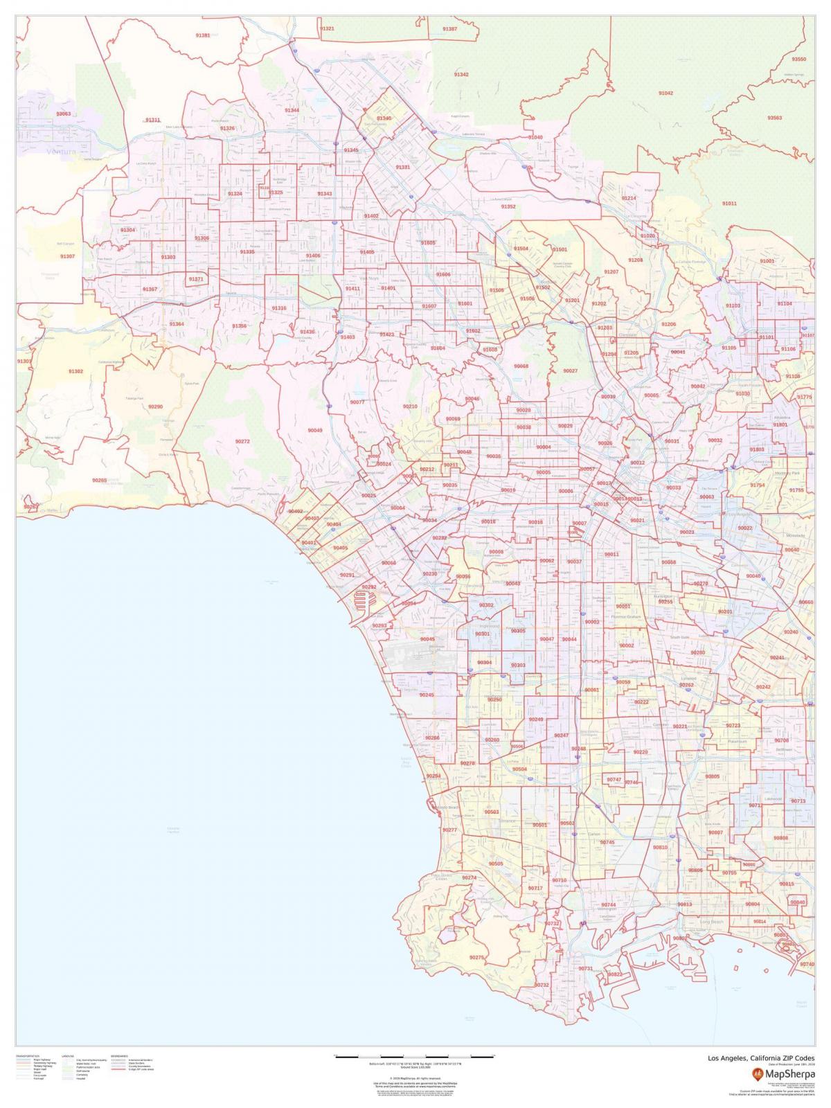 Mapa de códigos postais de Los Angeles