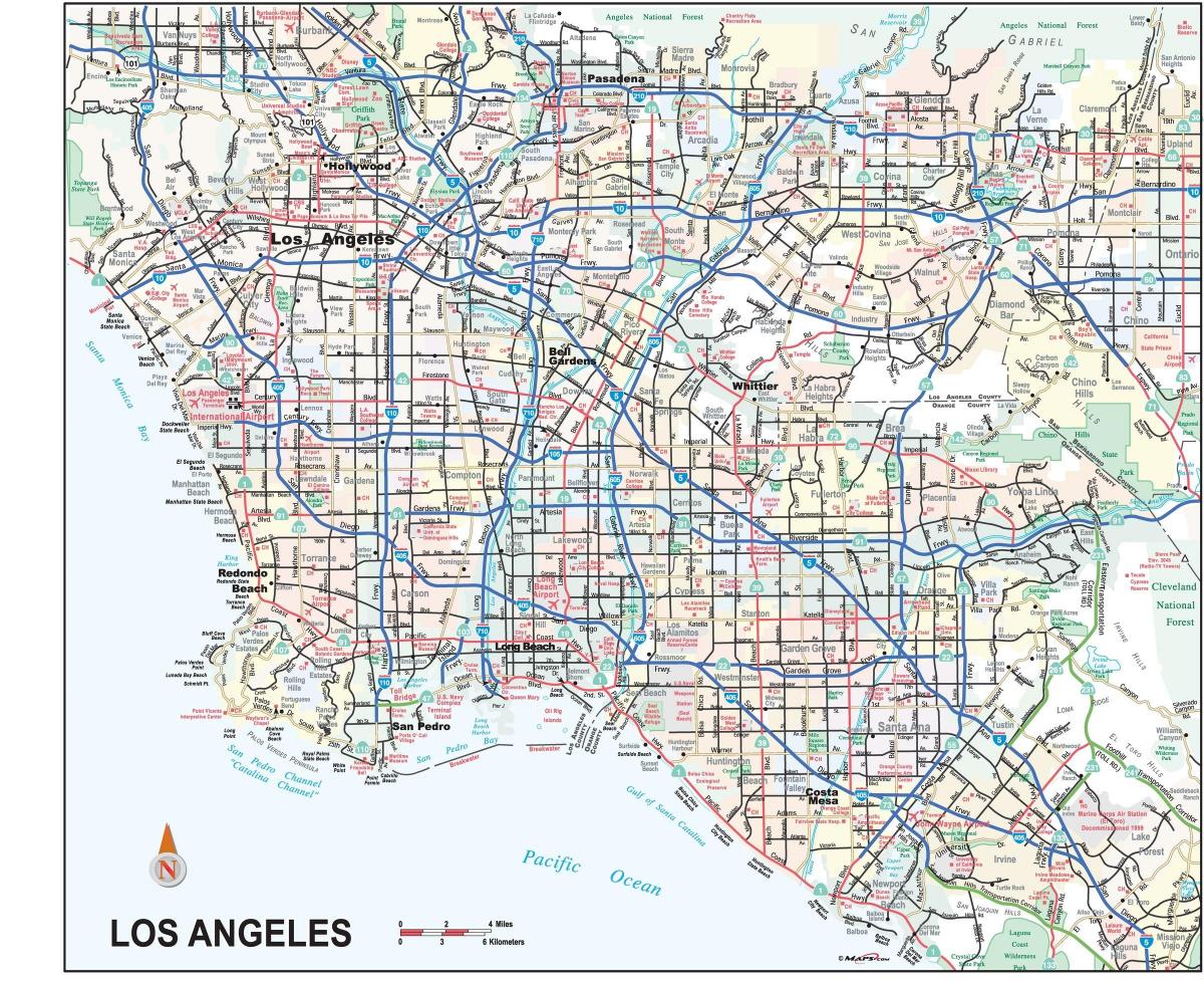 Mapa das ruas de Los Angeles