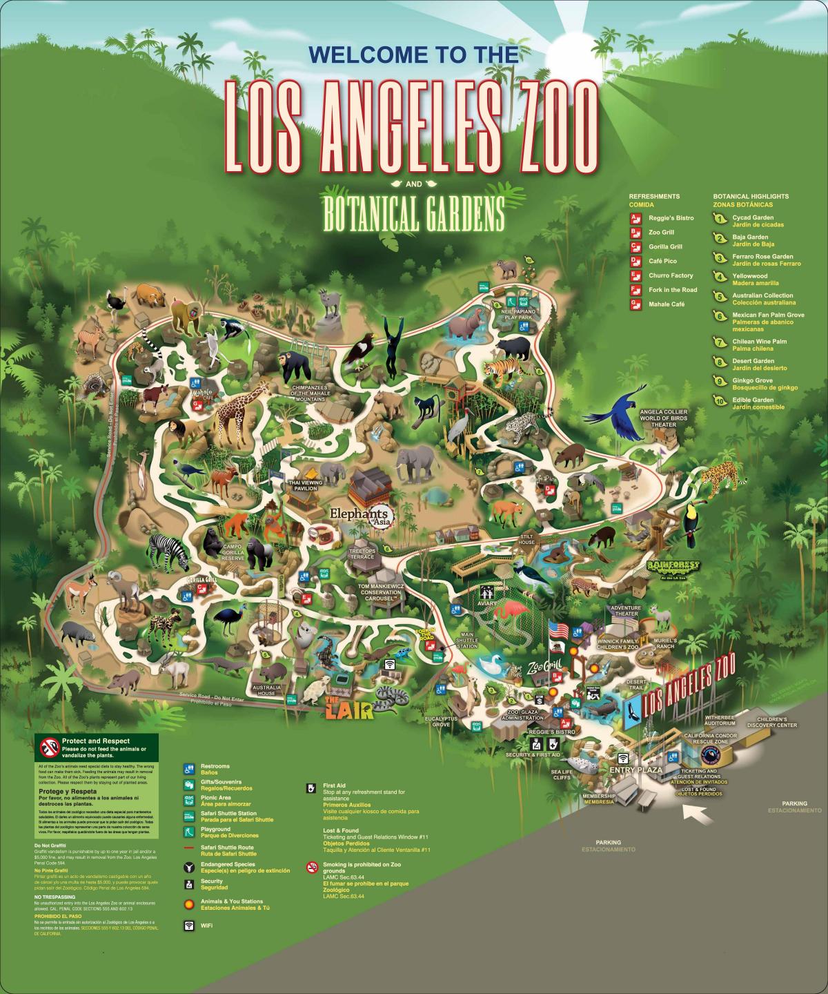 Mapa do Parque Zoológico de Los Angeles