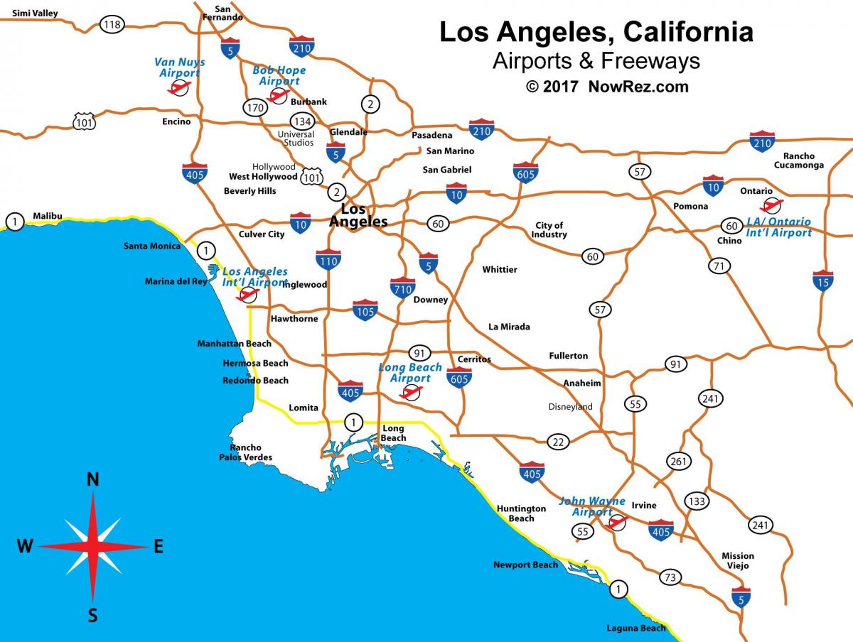 Mapa dos aeroportos de Los Angeles